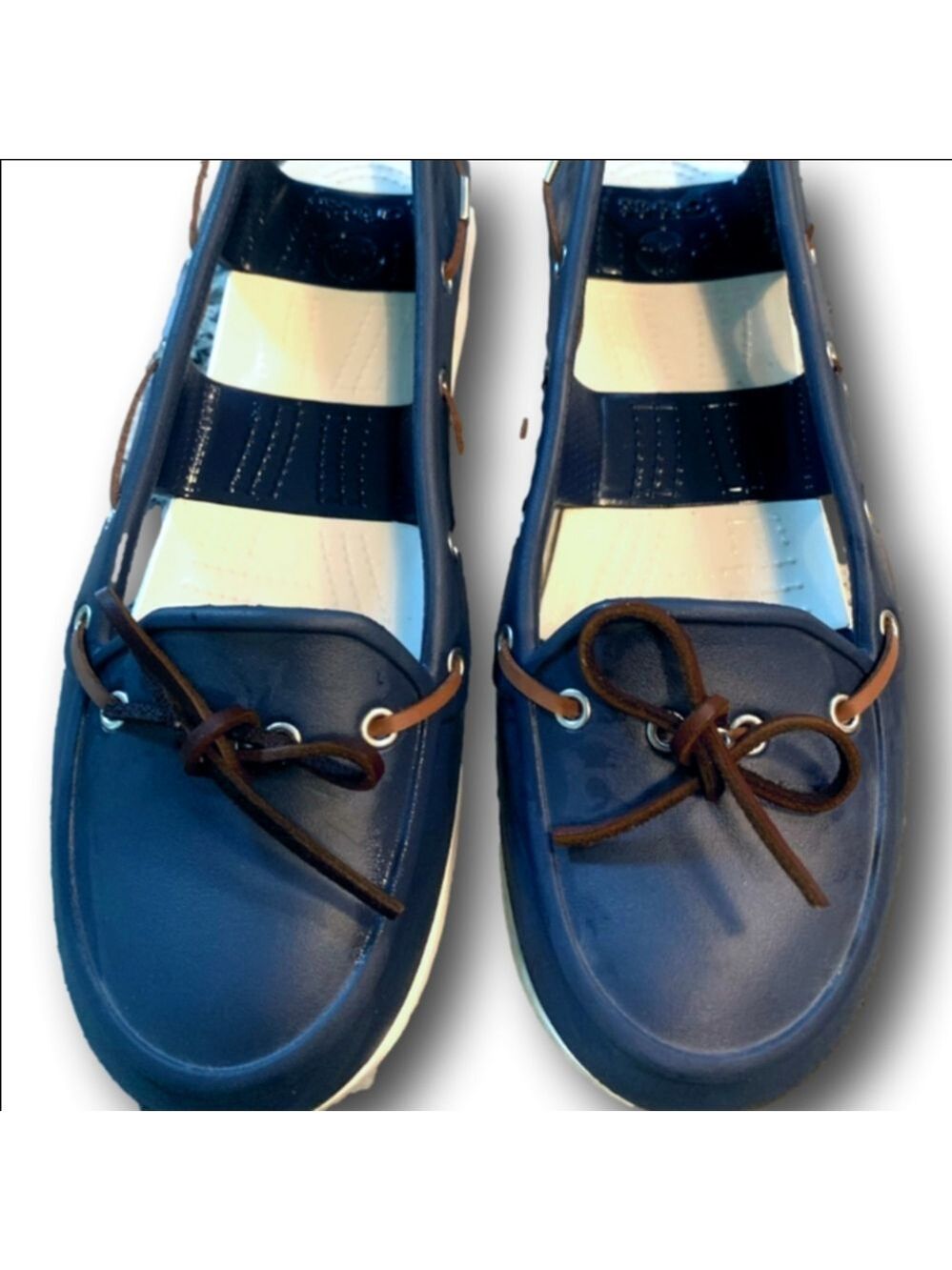 CROCS Navy and Brown Women's Loafers - Picture 4 of 6